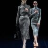 Printed Perforated Calf Leather Double Breasted Trench Coat With Self Belt