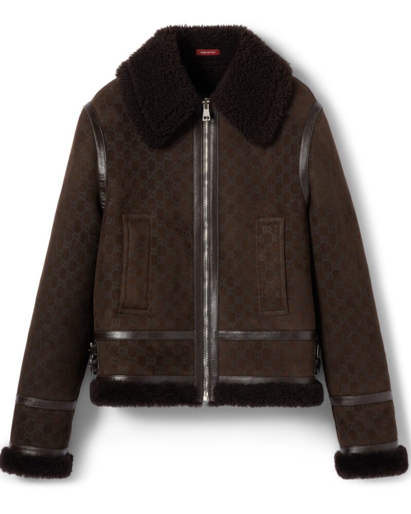 Printed Suede Shearling Jacket
