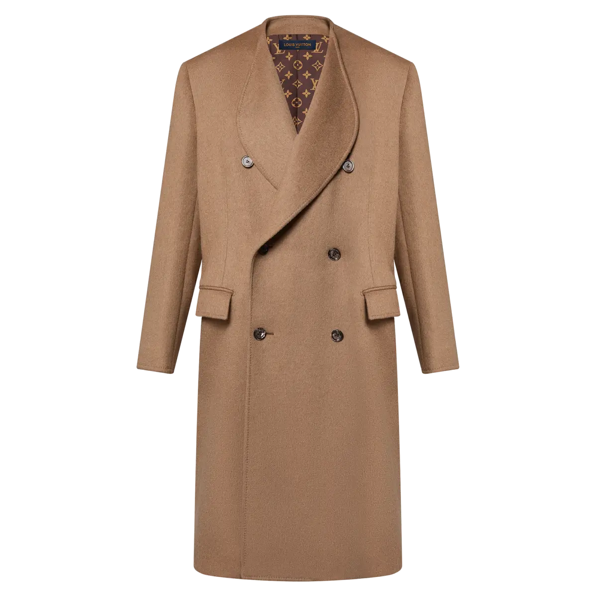 Rounded Lapel Camel Coat