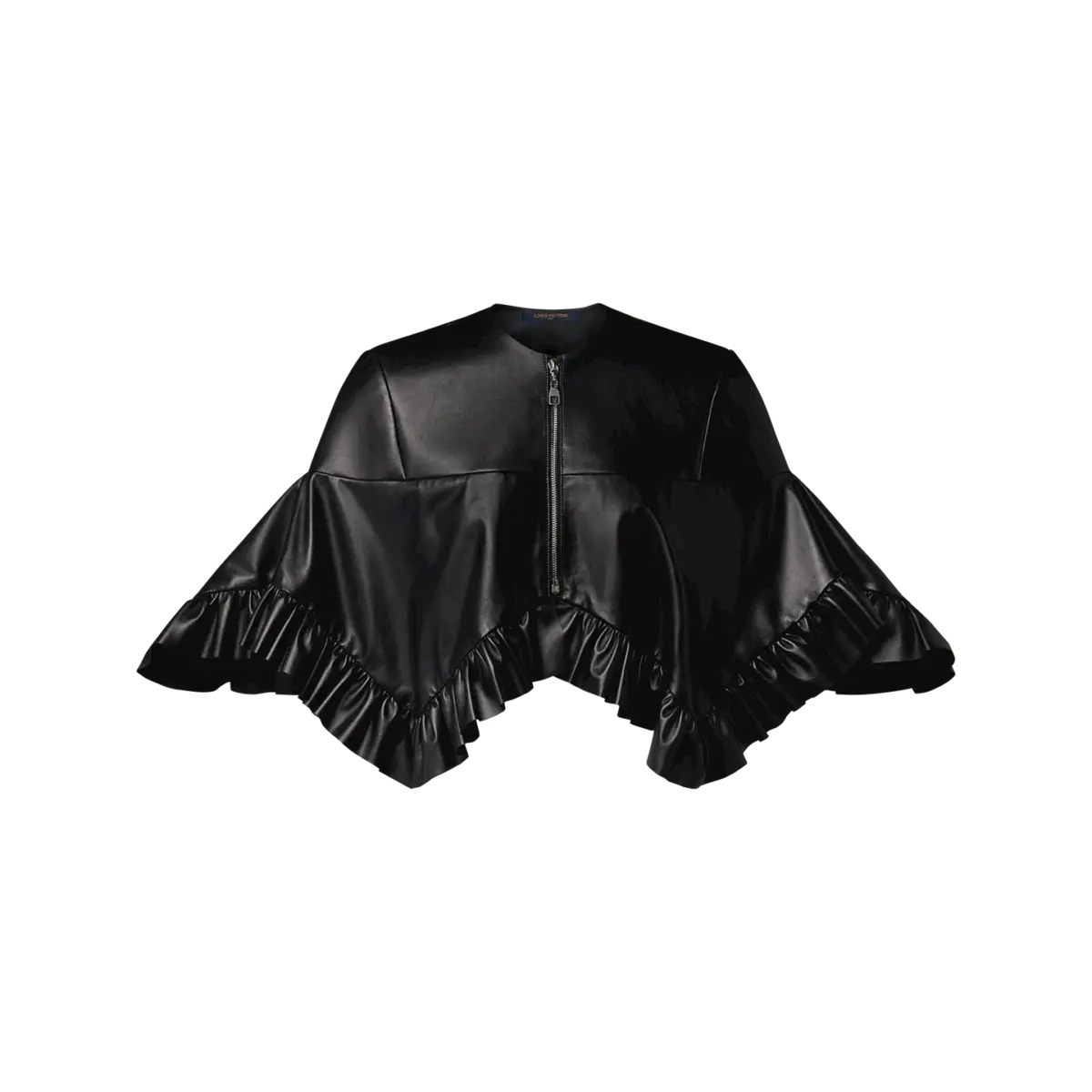 Ruffle Hem Leather Cape