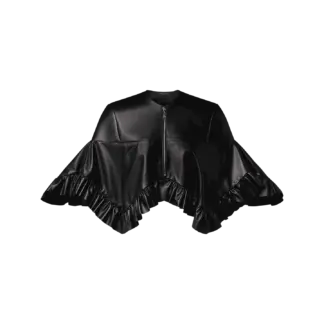 Ruffle Hem Leather Cape
