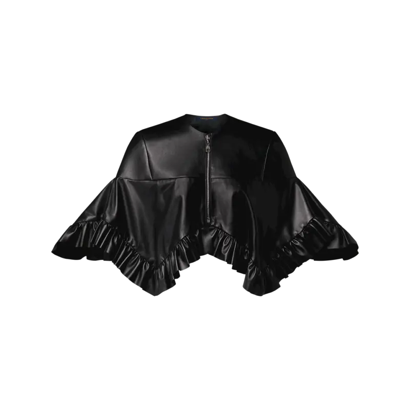 Ruffle Hem Leather Cape