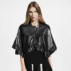Ruffle Hem Leather Cape
