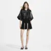 Ruffle Hem Leather Cape