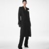 Sequined Wool Blend Crepe Double Breasted Coat