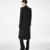 Sequined Wool Blend Crepe Double Breasted Coat