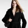 Shearling Collar Wrap Coat