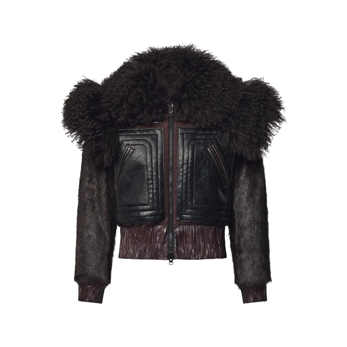 Shearling Insert Leather Jacket