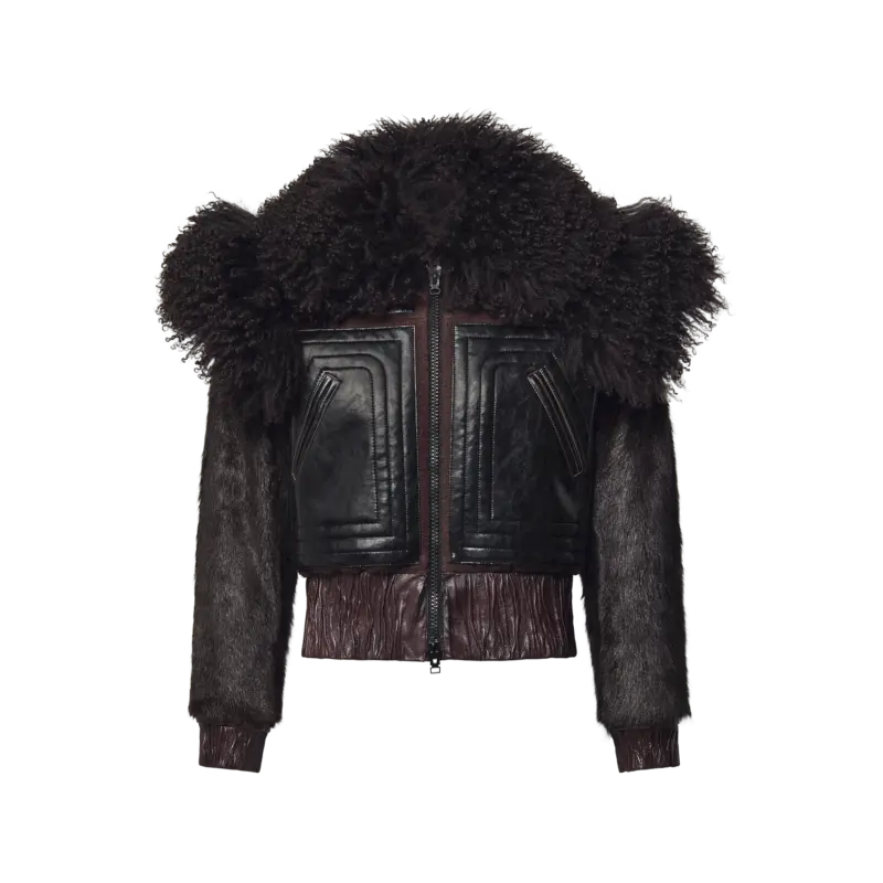 Shearling Insert Leather Jacket