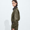 Shiny Leather Blouson Wader Green