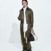 Shiny Leather Blouson Wader Green