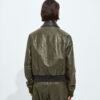 Shiny Leather Blouson Wader Green