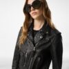 Shiny Plonge Leather Biker Jacket