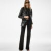 Shiny Plonge Leather Biker Jacket