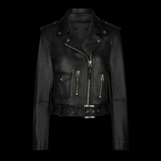 Shiny Plonge Leather Biker Jacket
