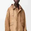 Short Parka In Nappa Lambskin And Cotton
