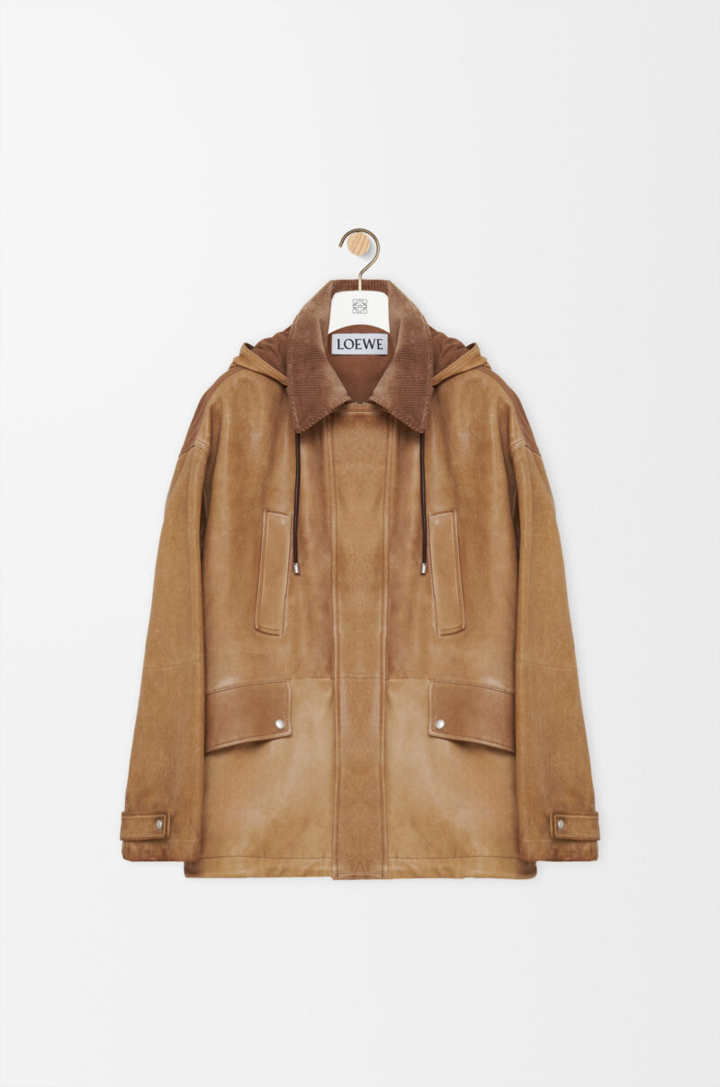 Short Parka In Nappa Lambskin And Cotton