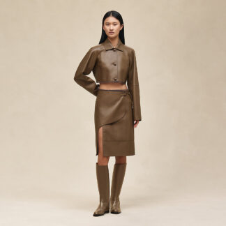 Short Shiny Lambskin Jacket