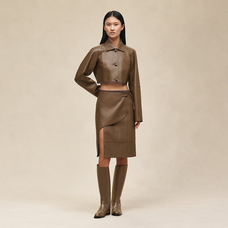Short Shiny Lambskin Jacket