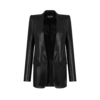 Silky Guanteria Leather Single Breasted Peak Lapel Jacket