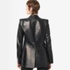 Silky Guanteria Leather Single Breasted Peak Lapel Jacket