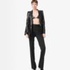 Silky Guanteria Leather Single Breasted Peak Lapel Jacket