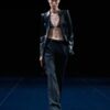 Silky Guanteria Leather Single Breasted Peak Lapel Jacket