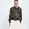 Small Intrecciato Leather Blouson Wader Green