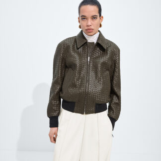 Small Intrecciato Leather Blouson Wader Green