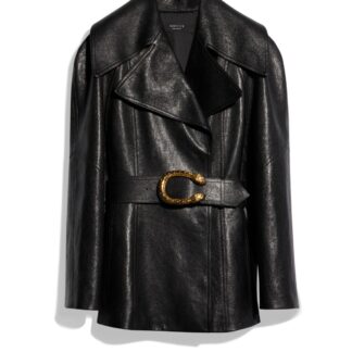 Soft Grainy Leather Trench