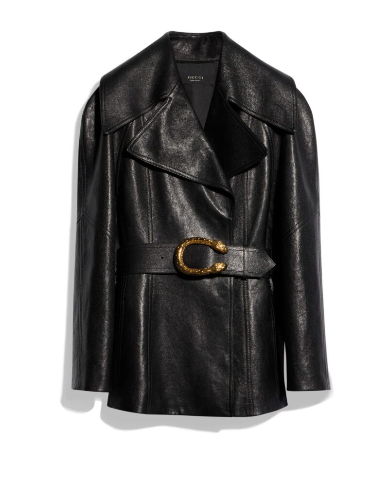 Soft Grainy Leather Trench