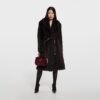 Soft long shearling coat in dark brown