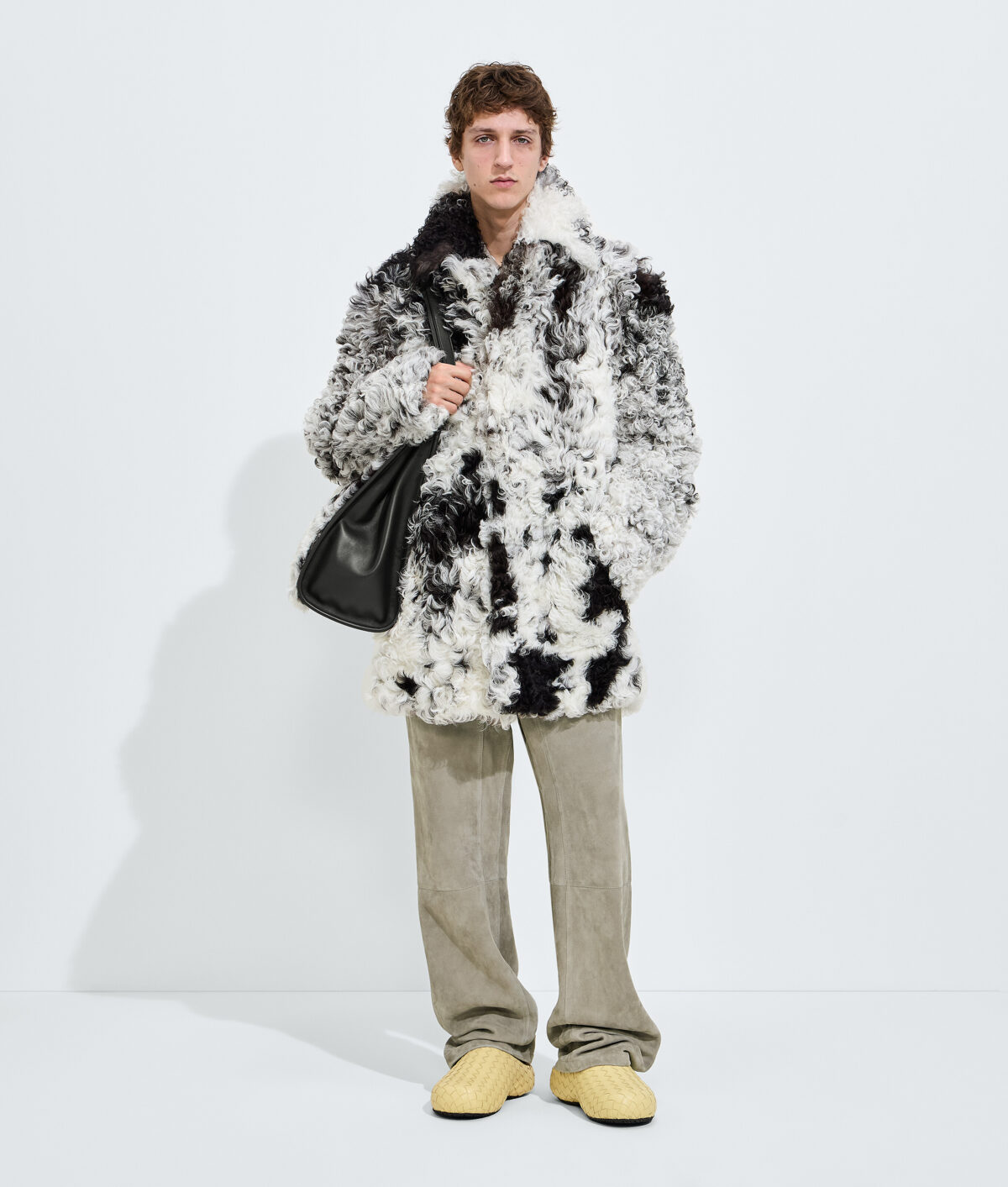 Spotted Curly Shearling Coat Himalaya