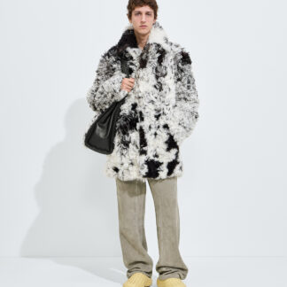 Spotted Curly Shearling Coat Himalaya