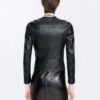 Stretch Nappa Leather Fitted Cafe Racer Jacket