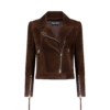 Suede Biker Jacket With T Trim