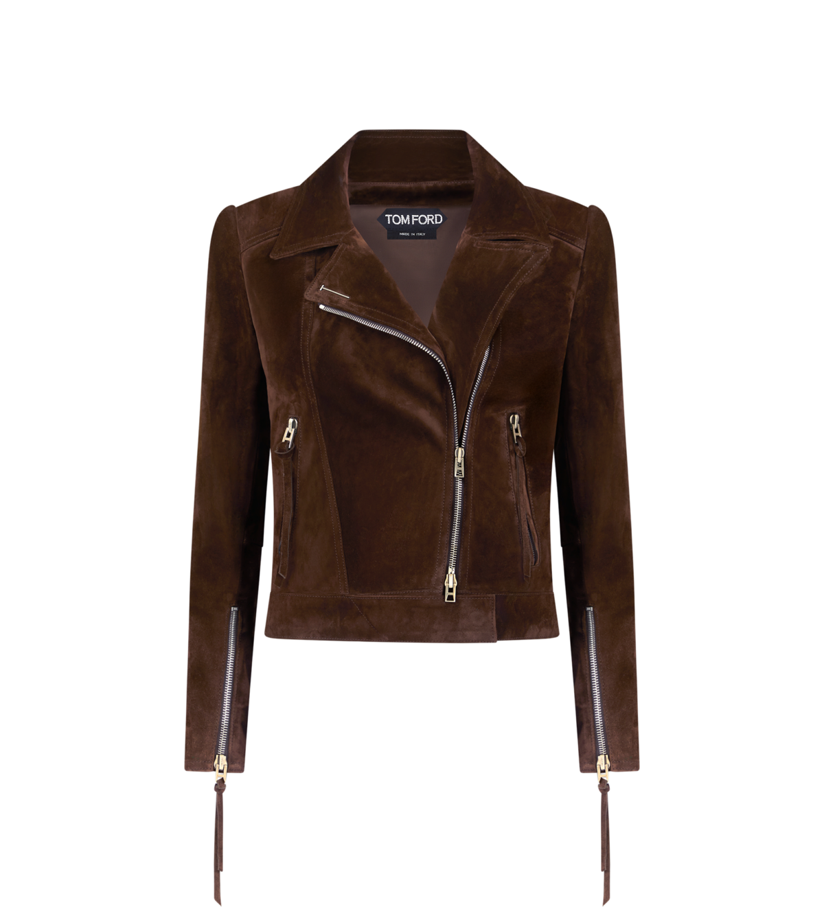 Suede Biker Jacket With T Trim