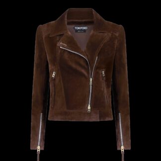 Suede Biker Jacket With T Trim