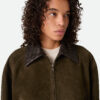Suede Leather Blouson Deep Moss