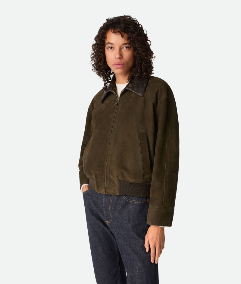 Suede Leather Blouson Deep Moss