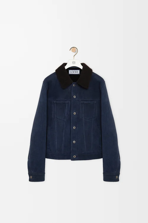 Trucker jacket in shearling Blue