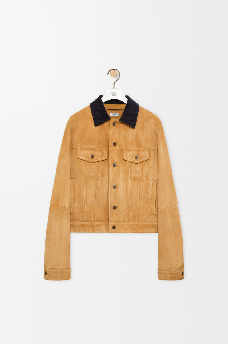 Trucker Jacket In Suede Goat Skin