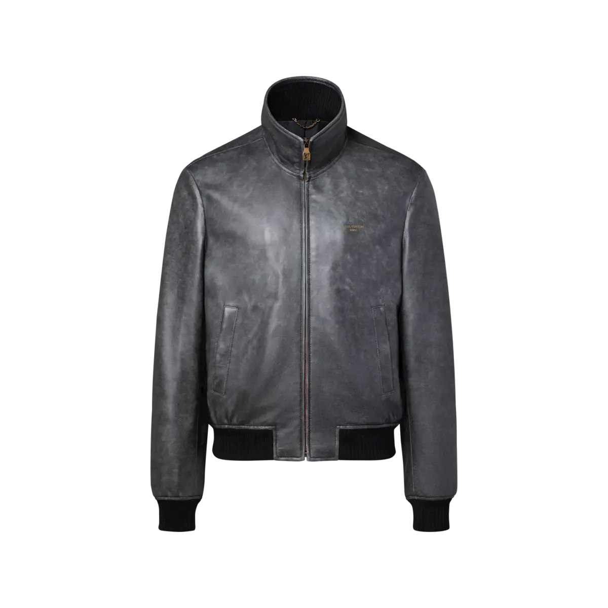 Vintage Effect Leather Track Top