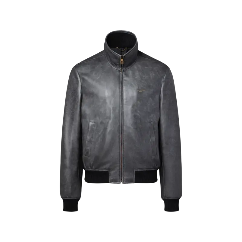 Vintage Effect Leather Track Top