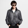 Vintage Effect Leather Track Top