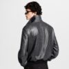 Vintage Effect Leather Track Top