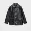 Vintage Look Leather Blouson Jacket