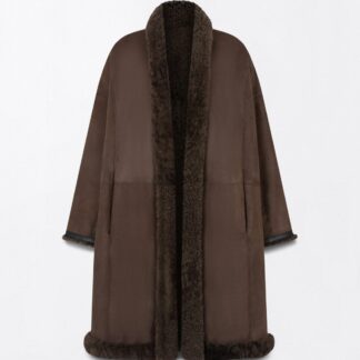 Wavy Lamb Shearling Reversible Cocoon Coat