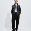 Weathered Leather Jacket Double Black