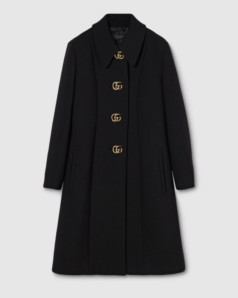 Wool Natte Coat With Double G Button
